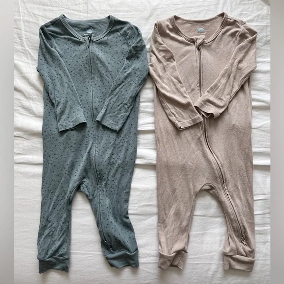 Cloud Island Very soft modal blend rompers long sleeve two ways zipper set of 4 - Picture 1 of 6